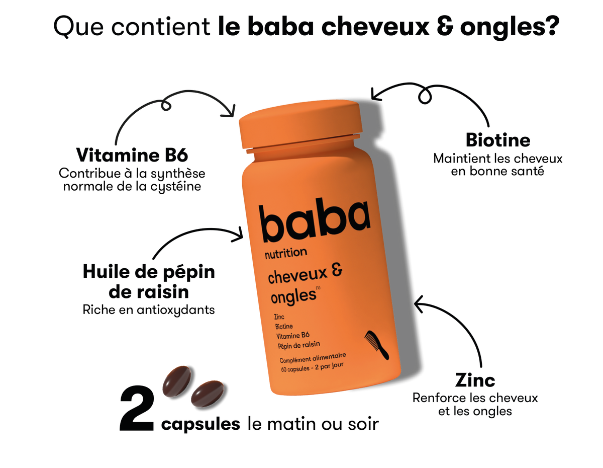 Cheveux & Ongles - Complément alimentaire en gélules - Baba Nutrition